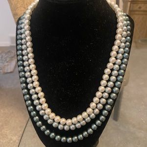 COPY - Stamped Multi Strand Green Pearl Necklace from Hong Kong